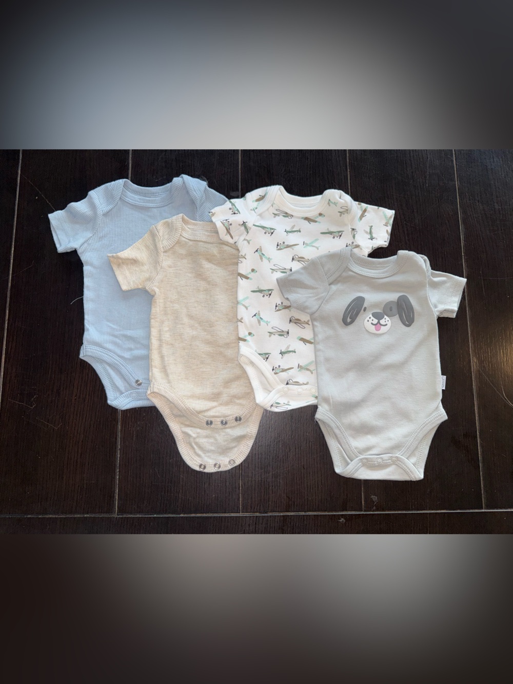 Baby Boys 4-Pack One-Piece Bodysuits in Light Blue, Cream, White, and Beige